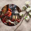 Vintage Metal Tin Sign Red Cardinal Winter Wreath Oil Lamp Retro Wall Decor for Home Bar Cafe Rustic
