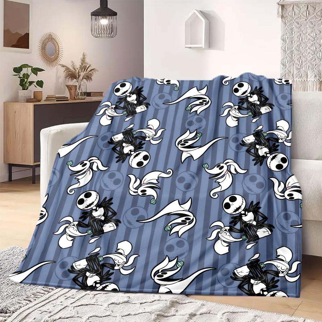 Jack Sally Print Cartoon Flannel Blanket for Sofas Beds Bedrooms Chairs Travel Picnics Home Decor Design
