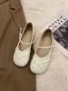 Shallow Doudou Single Shoes Women's 2025 Spring and Autumn New Skirt Soft Sole Pregnant Women Flat Mary Jane Shoes Silver