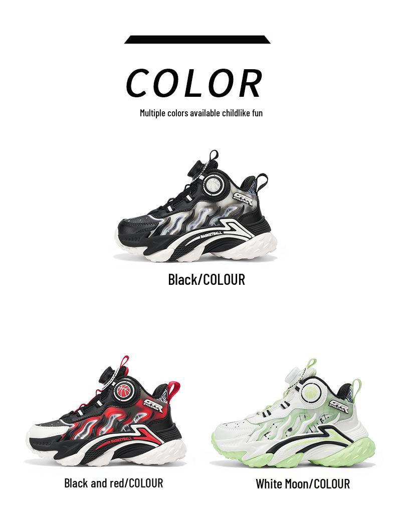 High-Top Basketballschuhe für Kinder - Herbst/Winter 2025 Leder, Drehverschluss, Abriebfeste Laufschuhe