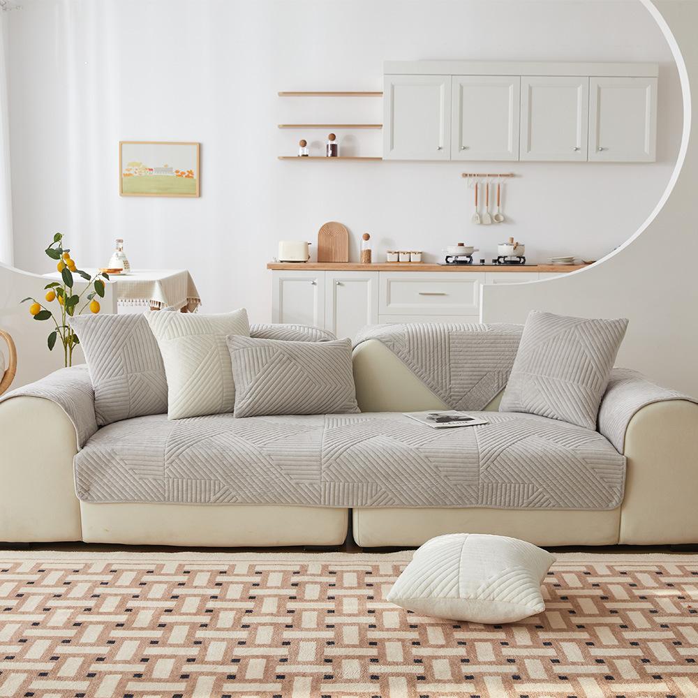 Short Plush Sofa Covers Slipcovers Sofa Towel Universal Non-slip Couch Cover for Living Room Decorative