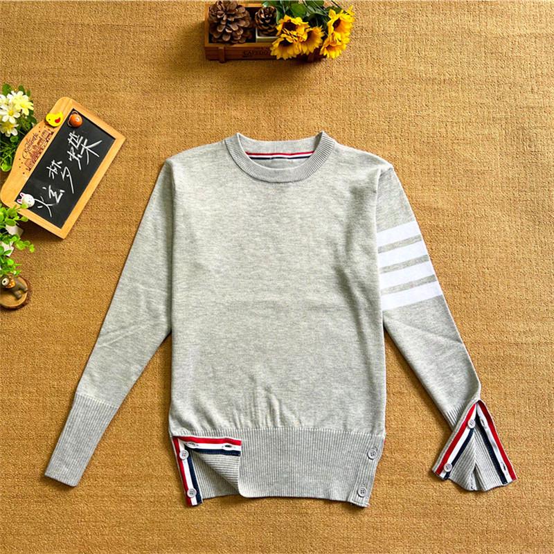 Four-Bar Stripe Unisex Knitted Cardigan - Loose Fit, College Style, Plus Size, Perfect for Spring and Autumn.