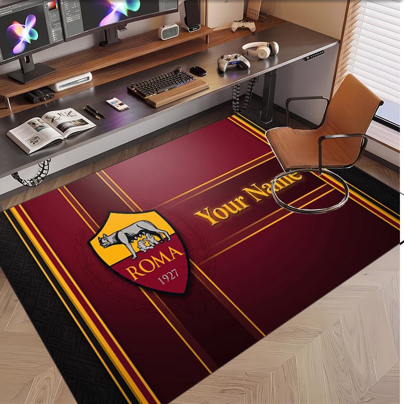 Personalized Crystal Velvet Carpet AS Roma FC Pattern Non Slip Floor Rug
