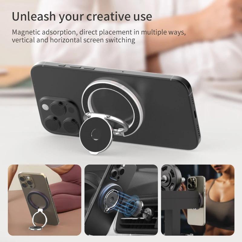 Portable Cell Phone Magnet Stand for Magsafe Finger Ring 360° Rotation Double Magnetic Holder for IPhone 15 14 16