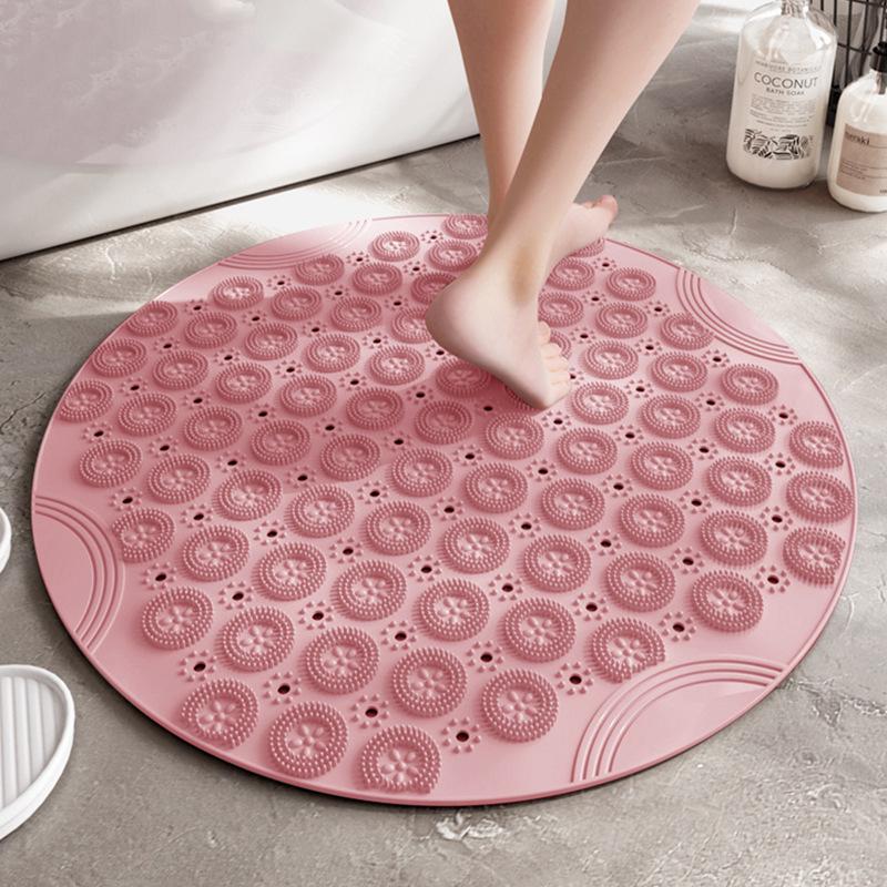Elderly Anti-Slip Waterproof Shower Mat with Suction Cups & Foot Scrubber