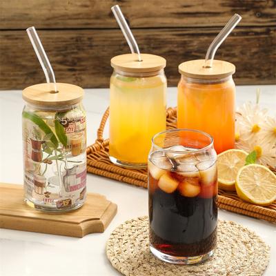 350ml/550ml glasmugg med lock och sugrör genomskinlig bubbeltekopp juiceglas ölburk mjölk mockakoppar frukostmugg dricksglas
