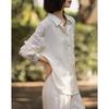 Demana Women's Linen Blend Lapel Shirt & Wide-Leg Pants Set