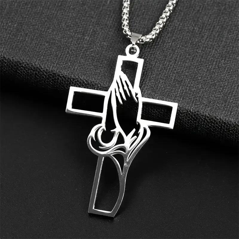 Stainless Steel Christian Tree Cross Necklace for Women Men Pendant Necklaces Retro Religion Jewelry Gift New Design Bijoux