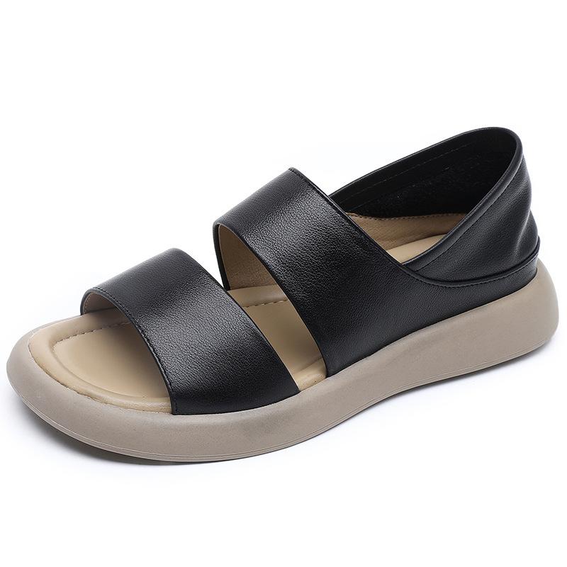 Fashion GKTINOO Women Sandals Large Size Summer New Genuine Leather Beach Sandals Thick Sole Fashion Open Toe Roman Women's Shoes