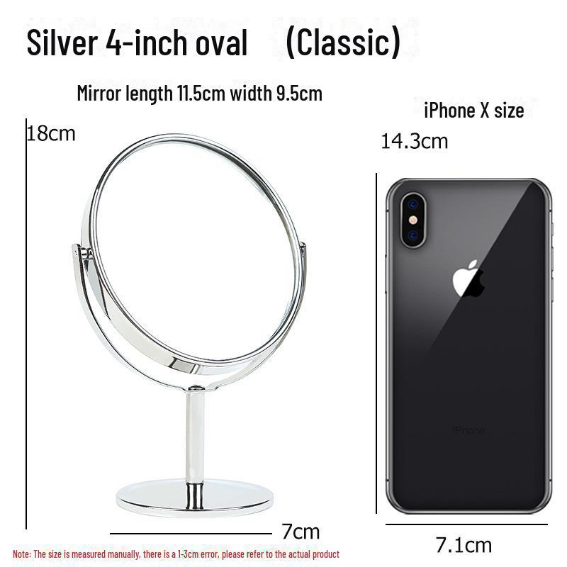 High-Definition Double-Sided Metal Desktop Makeup Mirror with Magnification and Rotating Feature