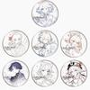 Genshin Impact Linienkunst Skizzen Abzeichen: Scaramouche, Yoimiya, Lumine, Hu Tao, Kazuha, Ganyu, Furina