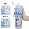Einfarbige Pony-Wasserflasche 750ML mit Strohhalm Niedliche Cartoon-Wasserbecher für Kinder Camping Trinkflasche