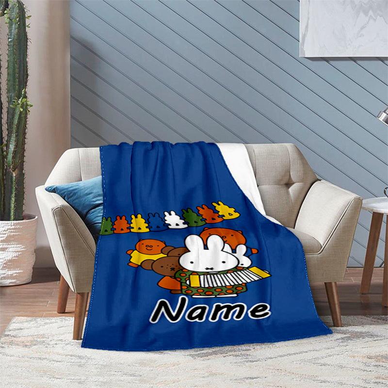 Custom Name Miffy Rabbit Strawberry Blanket Suitable All Seasons Soft Comfortable Sofa Office Home Blanket Suitable For All Seasons Home Decor