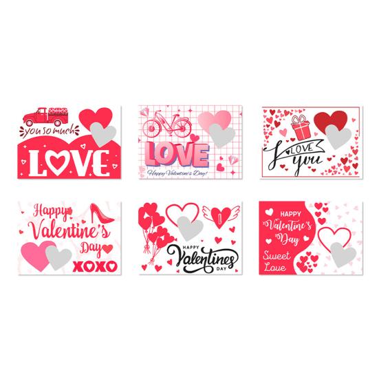 

6/12 шт. Валентинівська парна скретч-картка зі стікерами DIY Романтична листівка-серце Весілля Заручини Річниця Товари для вечірки 6pcs