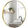 Round Wall Mirror 61 Cm Wall Mounted Bathroom Mirror With Tempered Safety Glass And Aluminium Alloy Frame Gold Tone