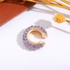 Retro Fashion C-Shaped Bling Ear Clips with Colored Diamonds - Trendy No-Pierce Earrings
