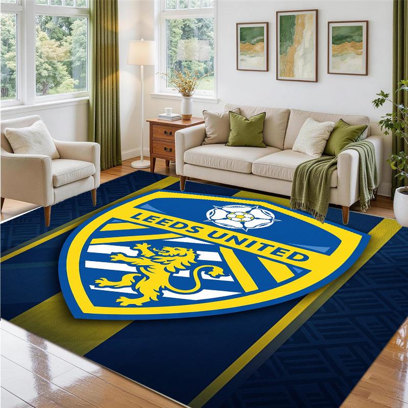 Leeds United Design Crystal Velvet Rug Soft Decorative Mat for Bedroom Entrance