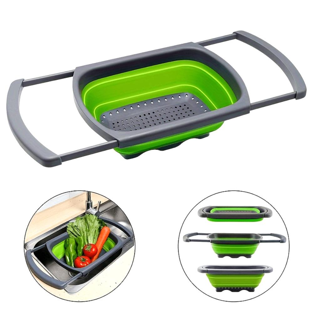 1 PCS Foldable Silicone Colander - Food Grade, Vegetable Fruit Drainer