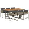 VidaXL 7-piece Garden Dining Set and Cushions Grey Rattan 3278041