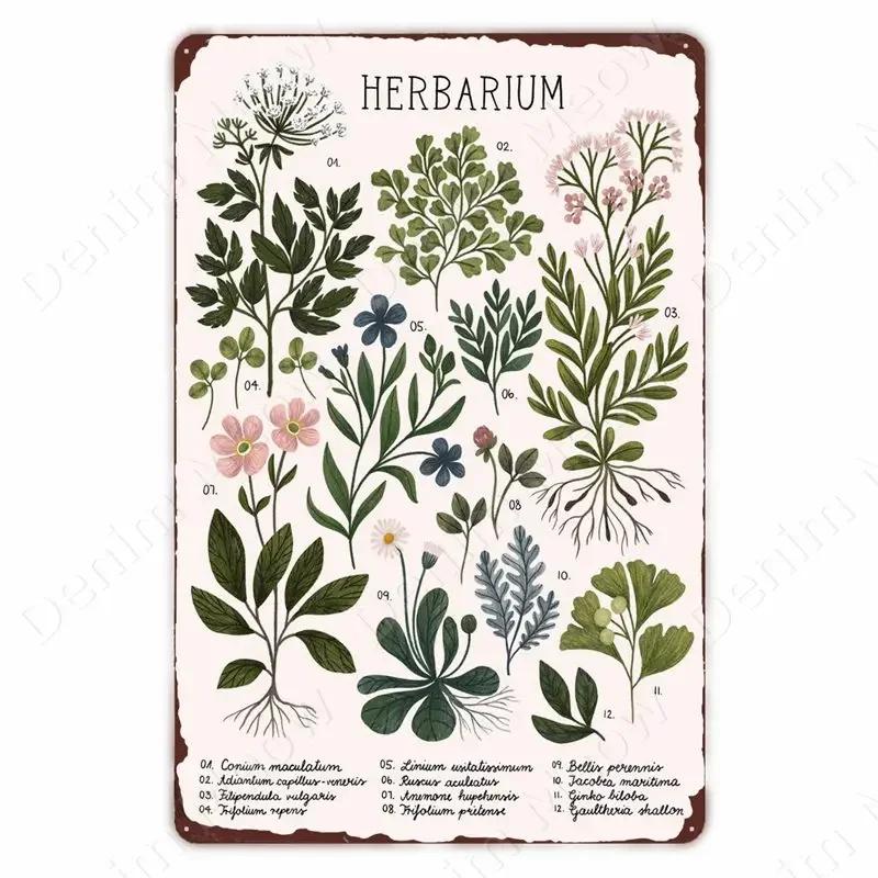 VintageWildFlowersMetalSign Vintage Metal Tin Sign - Wild Flowers Plant Herbarium Art Plaque, Kitchen/Home Wall Decor