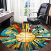 1pc Stained Glass Sunburst Office Round Area Rug, Indoor Mat Suitable ForOffice, Under Office Chairs Bedroom Living Room Home Decor, Room Deco  D058