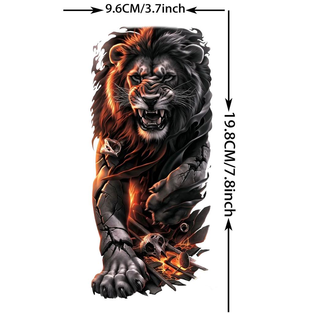 1 Sheet Watercolor Wolf Lion Pirate Ship Tiger Eagle Temporary Tattoos For Men Adults Water Transfer Fake Temp Tattoo Body Art
