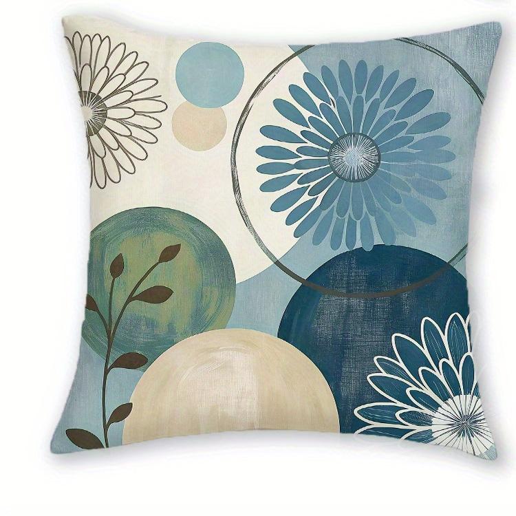 1/4pcs Retro Blue Brown Floral Geometric Throw Pillow Covers Home Decor Cushion Cases Cushion Cover