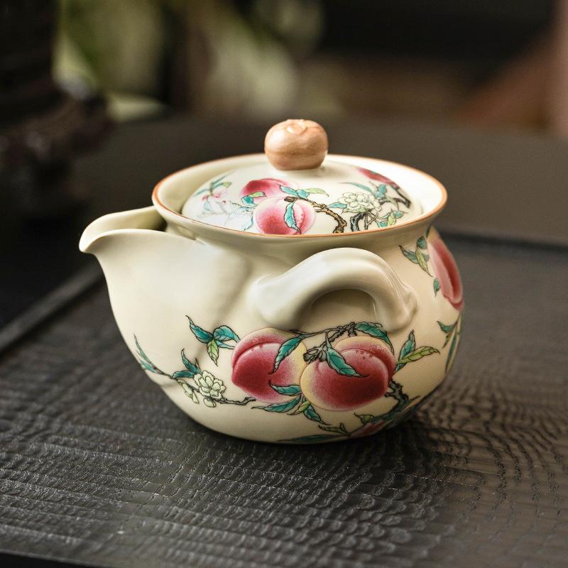 Ru Pec Pastely Devět Broskví Úchopová Konvička Keramická Kung Fu Čajová Sada Čajová Konvička Domácí Kreativní Nepálí Filtr Jedna Konvička