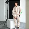 2023 Autumn/Winter Women's Fashion: Printed Plus Velvet Thickened Loose-Fit Sweatshirt & Trousers Set
