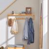 SoBuy Wall Wall 90cm Decorative Stylish Storage and Hat Clothes Coat Coat Hanger Hook Shelf, Hanger, Wall-Mounted Hooks, Bamboo, Wide, Shelf,
