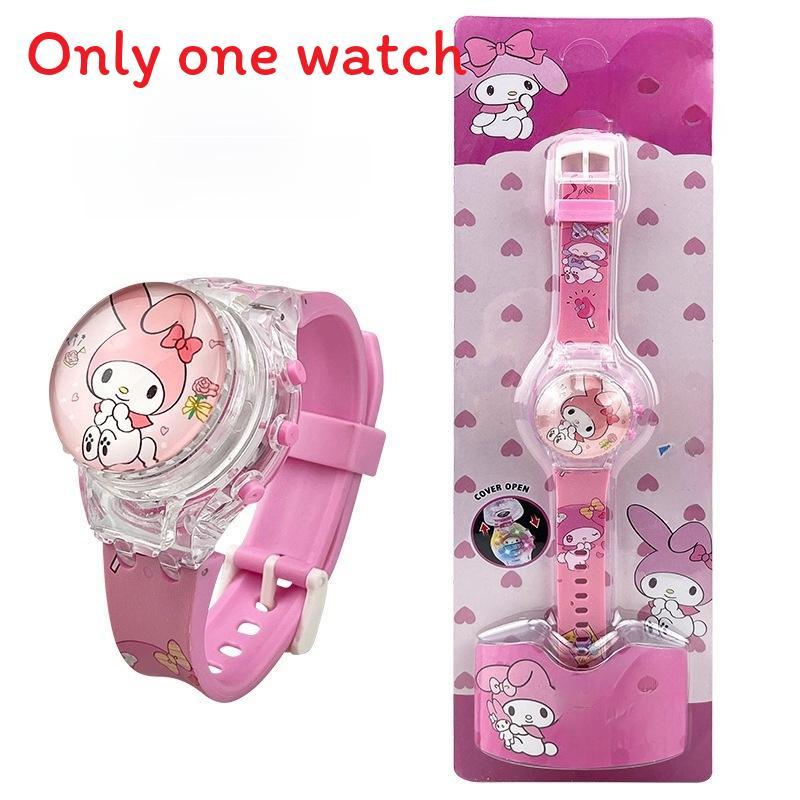 Hello Kitty Otočný flip kryt Lehký hudební hodinky Pro děti Interaktivní Decora