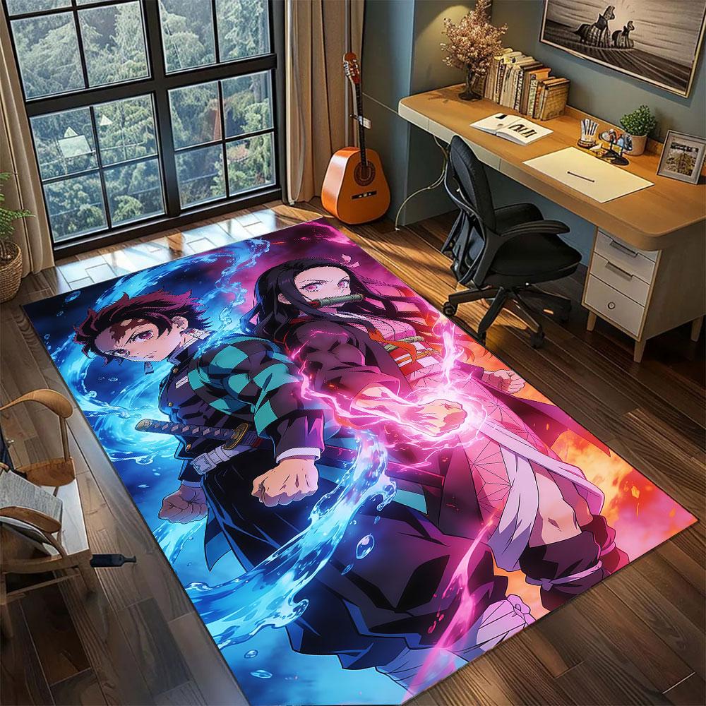 

Rengoku Demon Slayer Carpet for Living Room Bedroom Home Decor Cool Movie Mat Play Floor Mat 60x90cm