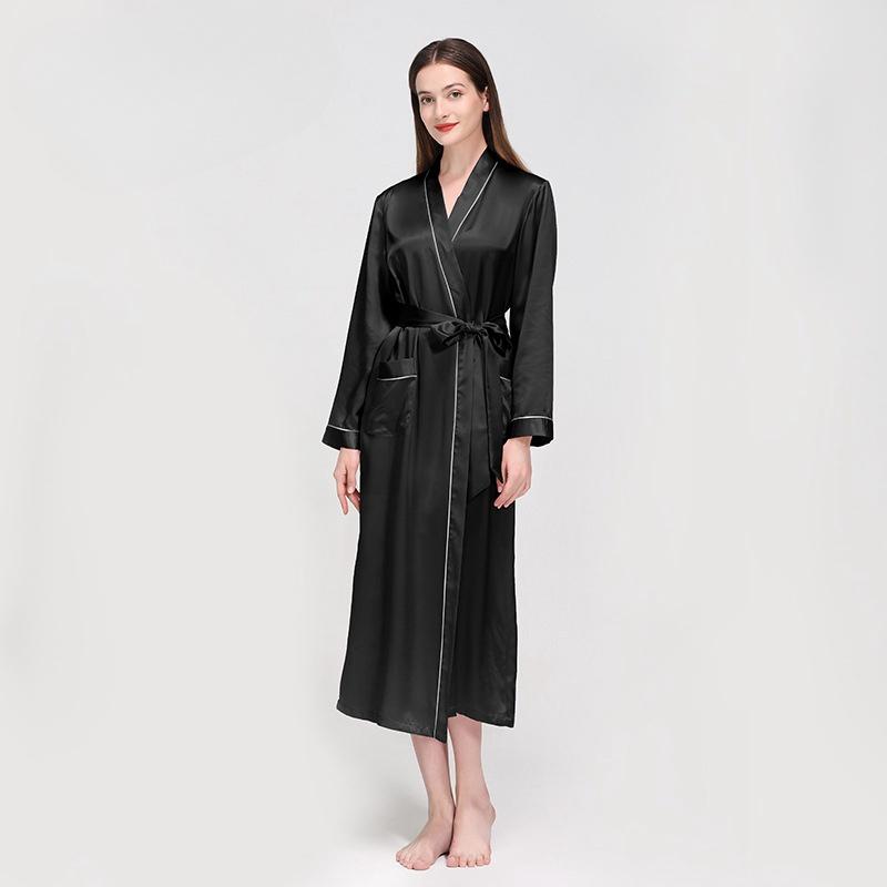 Mulberry Silk Long Wedding Bride Bridesmaid Robe Ladies Morning Dress Women Night Peniva Pure Silk Sexy Kimono Robe