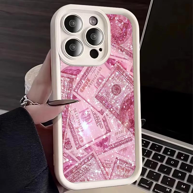 Pink Dollars Full-Coverage Banknote Design Case For Samsung Galaxy A15 A35 A54 A55 S25 Ultra S24 FE S23 S22 S21 S20 Plus Cover