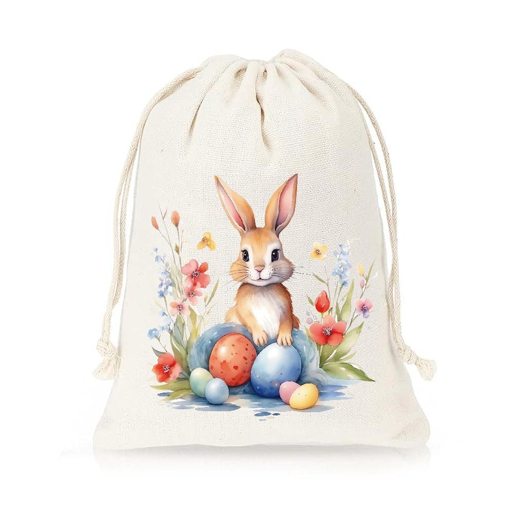 12 Stück Oster Jute Süßigkeitstüten Hasenmuster Leinen Leckerli Geschenktüten für Ostern Kinder Kekse Snacktüten Partydekorationen