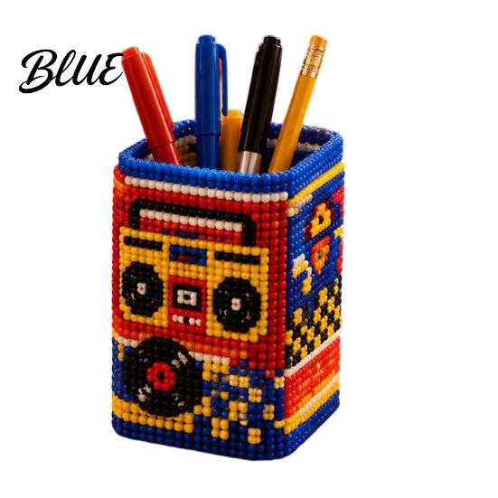 Educational Craft Supplies Bead Embroidery Kit DIY Pen Holder 3D Beaded Tiny Pencil Fine Motor