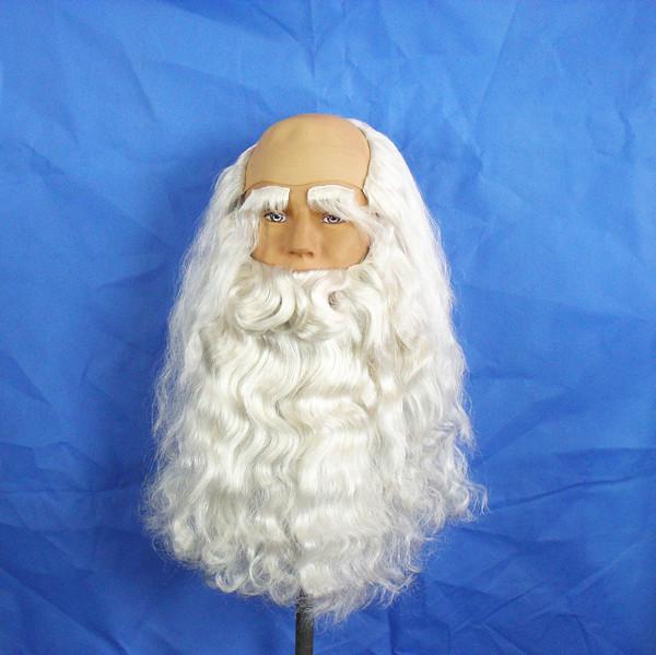 Santa Claus Wig and Beard Set - Holiday Party Costume and Halloween Props