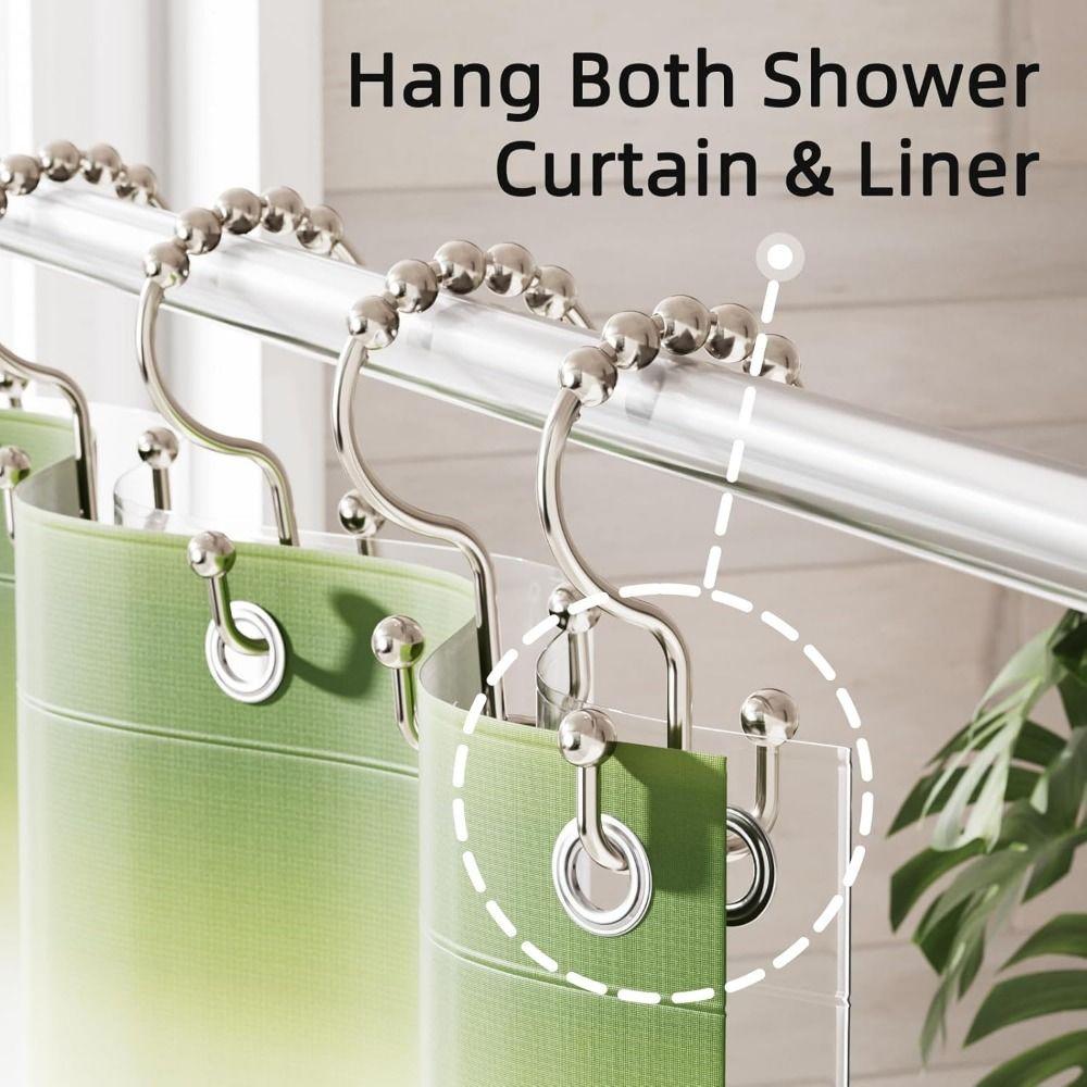 12Pcs Double Sided Shower Curtain Hooks Rust Proof Bathroom Shower Hangers  Curtain Rods