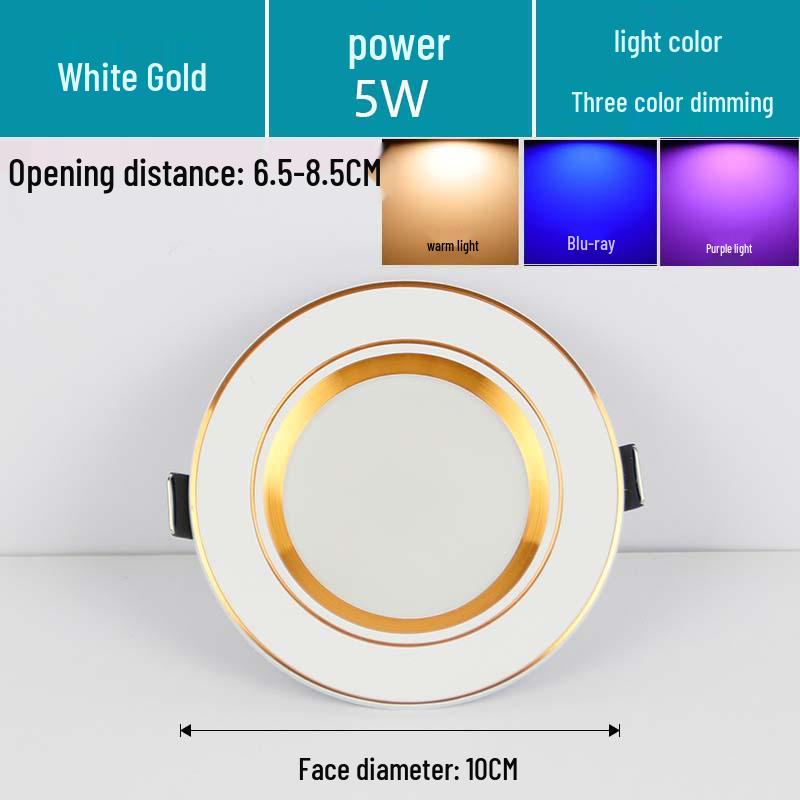 7.5-Inch Recessed Ceiling Downlight with 3-Color Dimming for Living Room