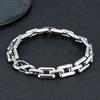 Men's Heavy Handmade Chain Bracelet Never Fade Double Push Carabiner Clasp Stainless Steel Punk Rectangle Link Accessory