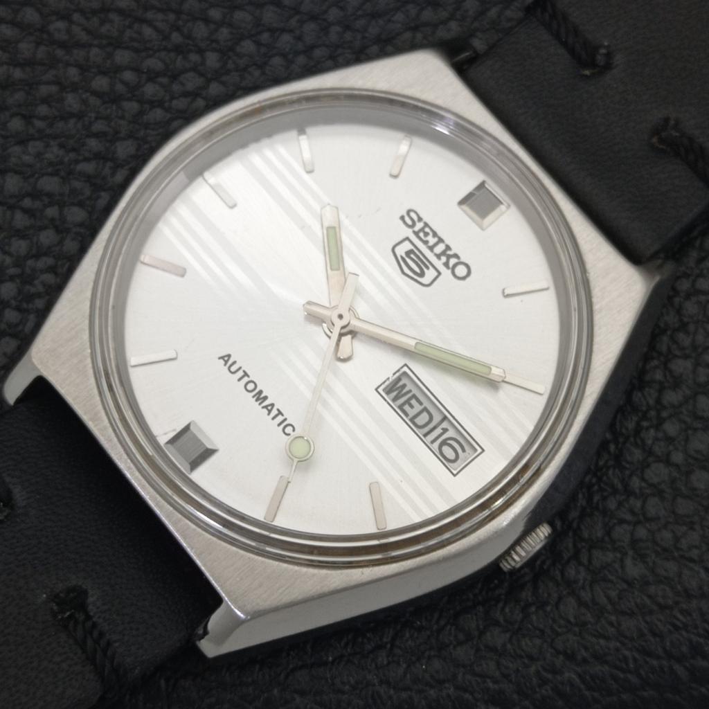 AUTOMATIC 6309A VINTAGE SEIKO 5 JAPAN MENS SILVER COLOR DIAL WATCH A701516-5 R206b-a701516
