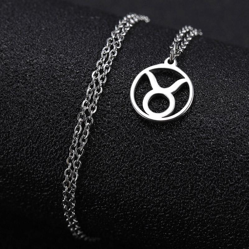 Teamer 12 Zodiac Stainless Steel Necklace Women Men Gemini Aries Libra Taurus Twelve Constellation Birthday Gifts Wholesale