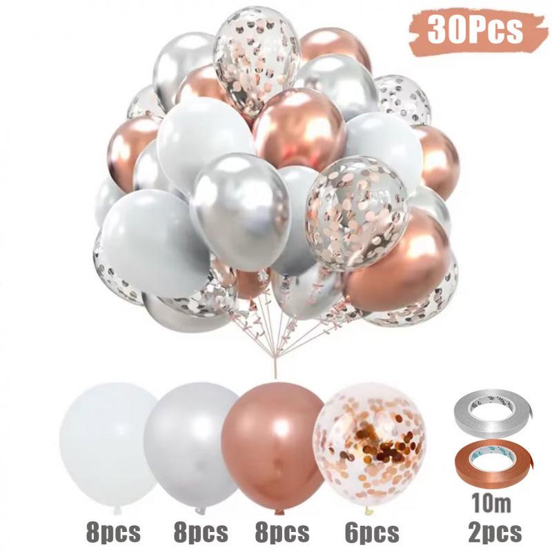 12-Inch Sequin Metallic Latex Balloons, 30pcs - Perfect for Birthday Party Decorations