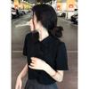 Chinese Style Shirts Women Modern Crop Pure Summer All-match Sweet Girl Irregular Fashion Lady Elegant Thin