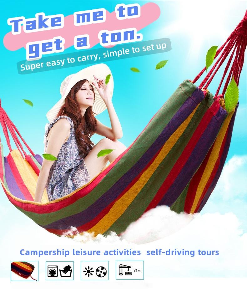 Outdoor/Indoor Rope Double-Hang Bed, Suitable for Camping,Outdoor Canvas Hammock / Beach, Travel, and Backyard Relaxation Use