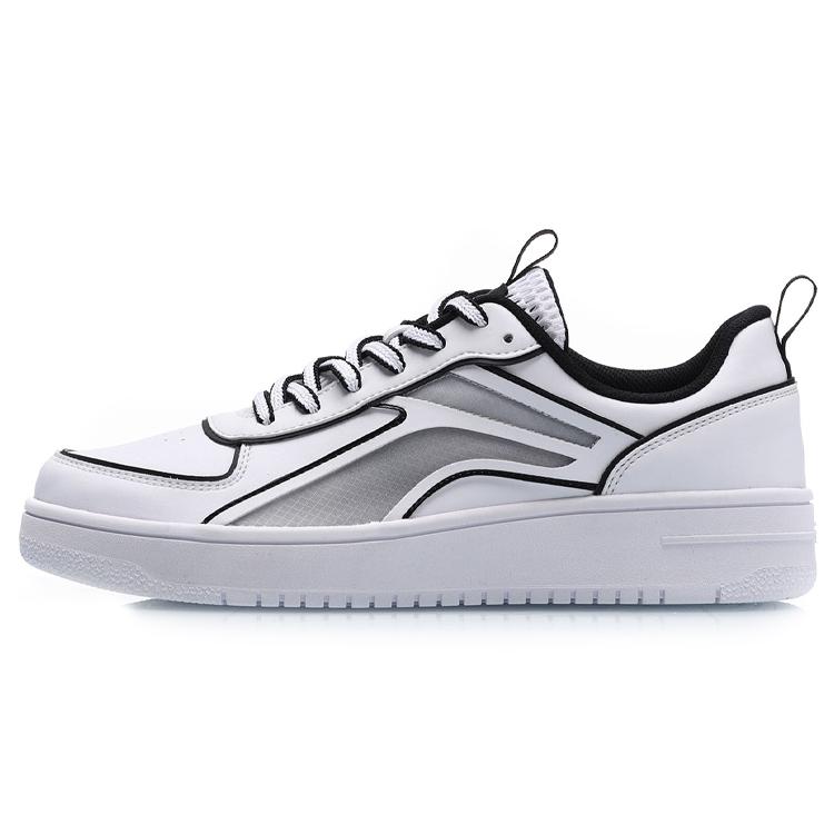New LiNing Anti Slip Wear Resistant Low Top Skateboard Shoes Women's White Black AGCP128-3