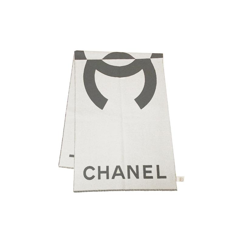 CHANEL letter embroidery shawl, same style for men and women, couple style, gray серый