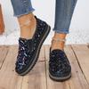 Women's Plus Size Spring Round Toe Flat Sequined Color Block Casual Shoes