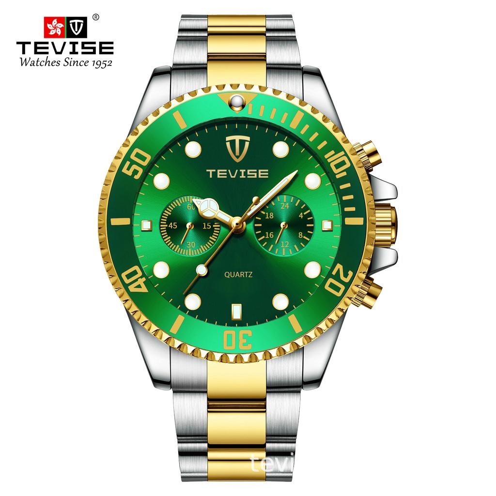 Tevise Men Business Watch Stainless Steel Quartz Watch Date Fashion Casual Watches Sapphire Crystal Watch
