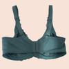 European and American Fresh Dark Green Exquisite Embroidery Underwear Ultra-thin Large Size Full Cup Bra